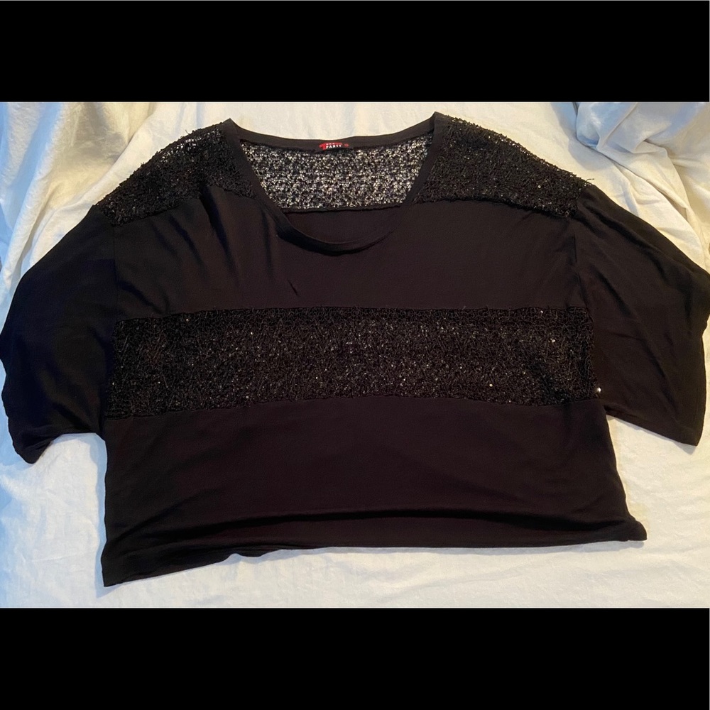 Black T-part Short Sleeve Top (Size S)